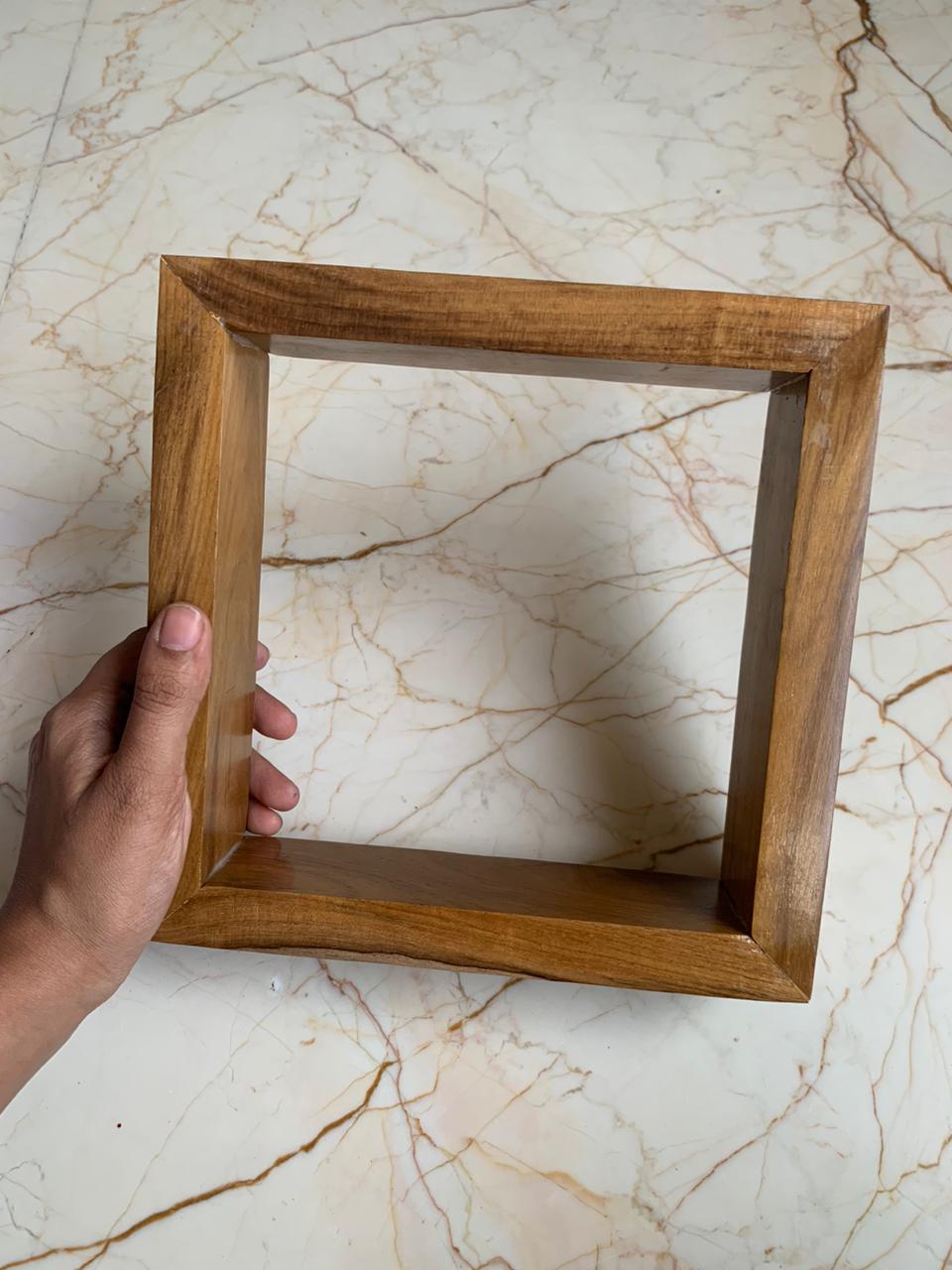 Teak Wood Varmala Frame with Acrylic Base