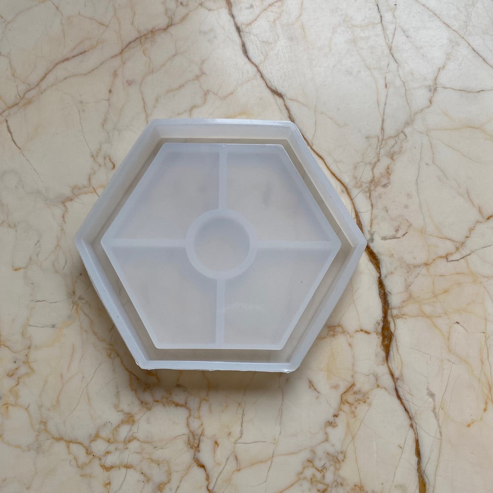 hexagon/ Trinket coaster mould with border - Harsh Resin Store