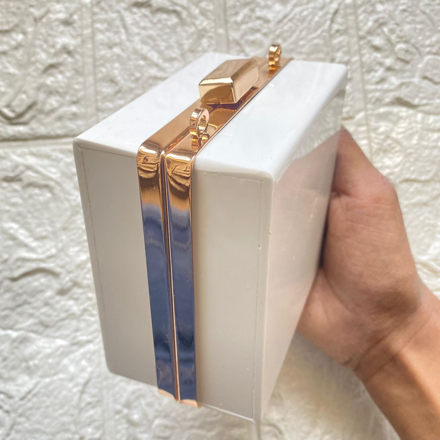 White sales acrylic clutch