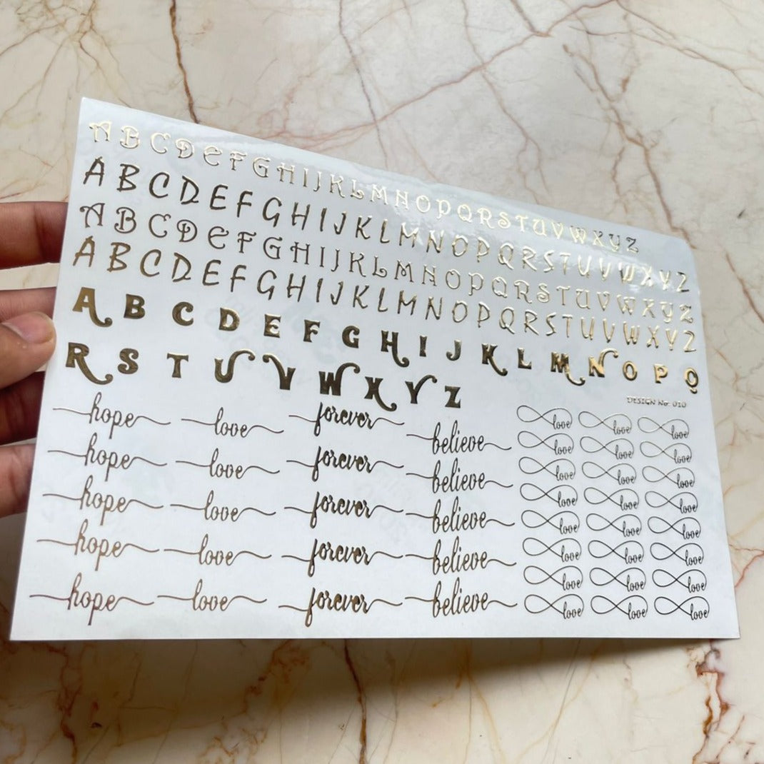 Alphabet Bookmark Embossed Sticker Sheet