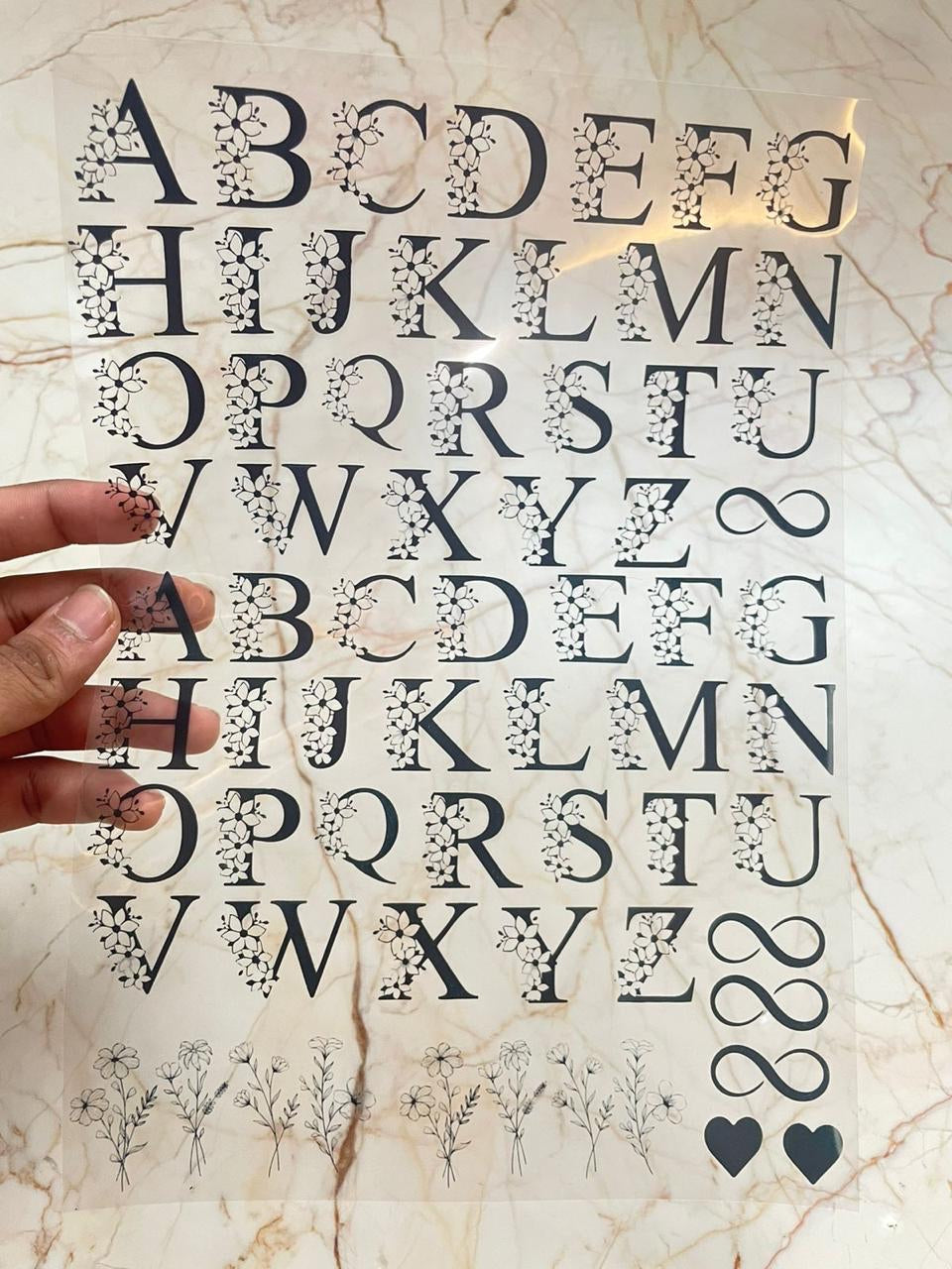 A4 Alphabet Insert Sticker Sheet