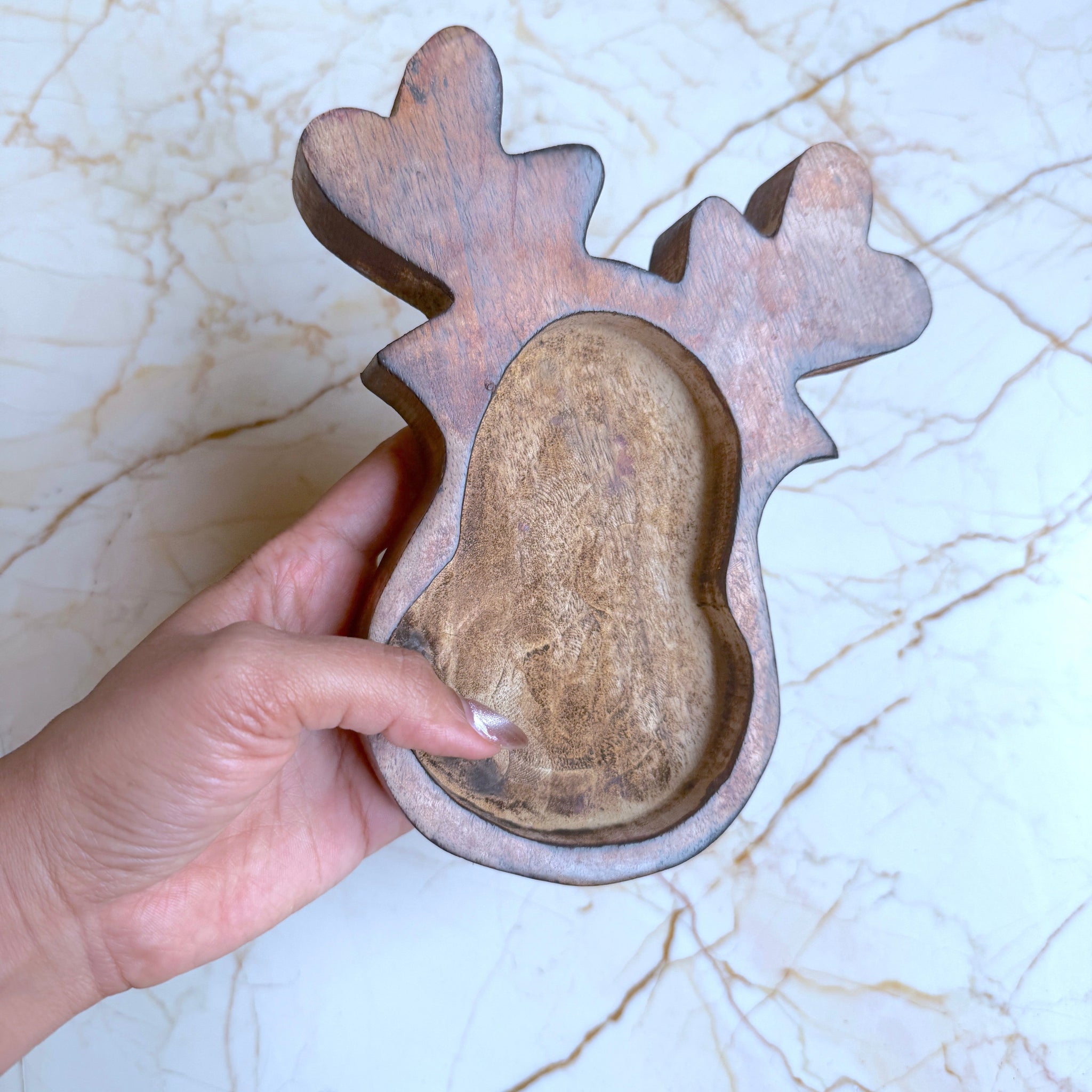 Wooden Bowl for Candles - Christmas Reindeer