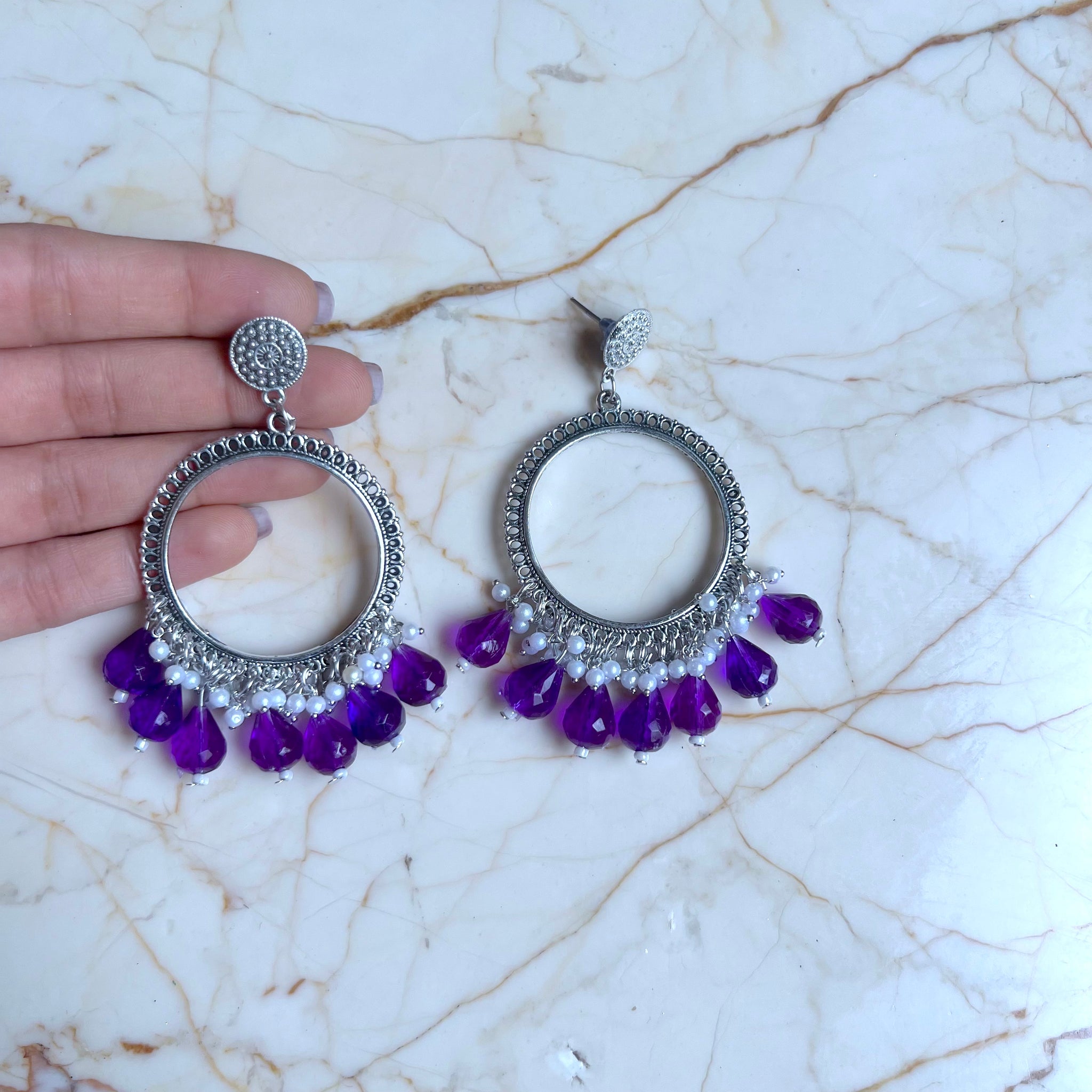 Big Hoop Earring / Jhumka Bezel