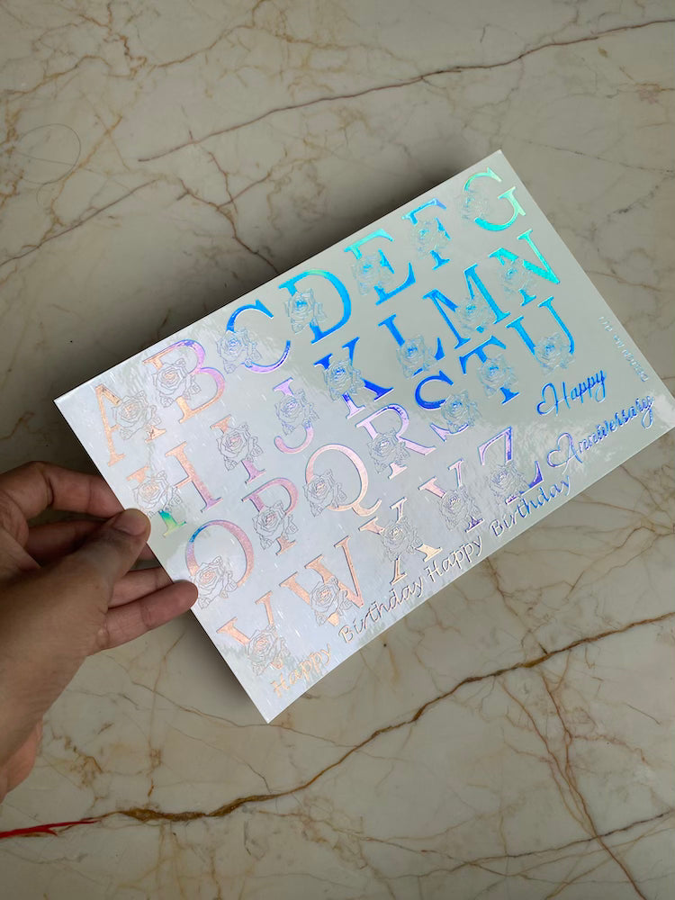 Alphabet - A Holographic Embossed Sticker Sheet - A5