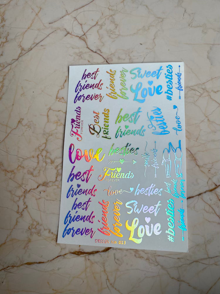 Best friends Holographic Embossed Sticker Sheet - A5