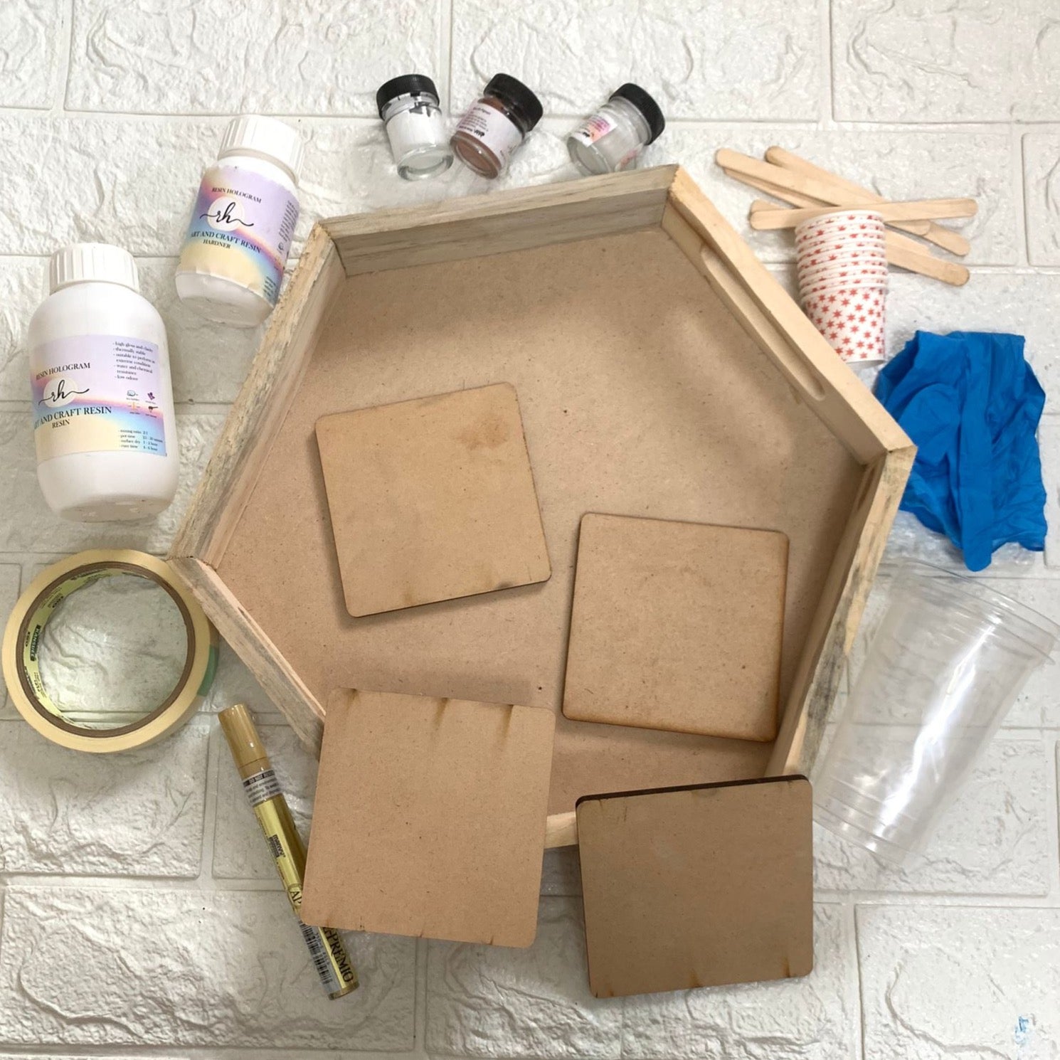 Hexagon Tray Resin Art Kit