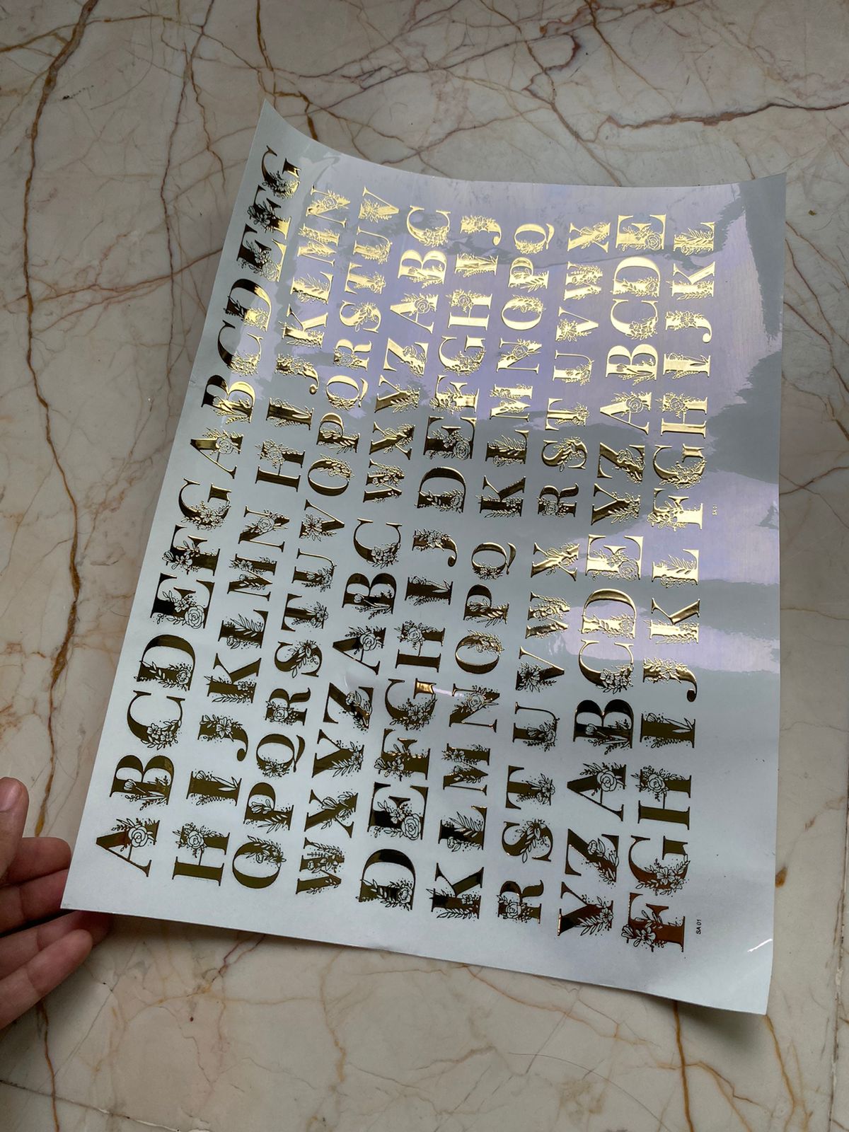 A4 Alphabet Embossed Sticker Sheet