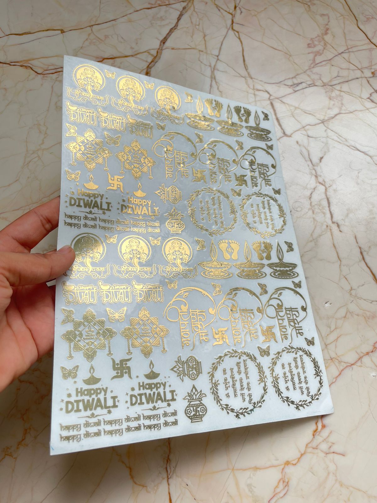 A4 Diwali Metallic Sticker Sheet - J