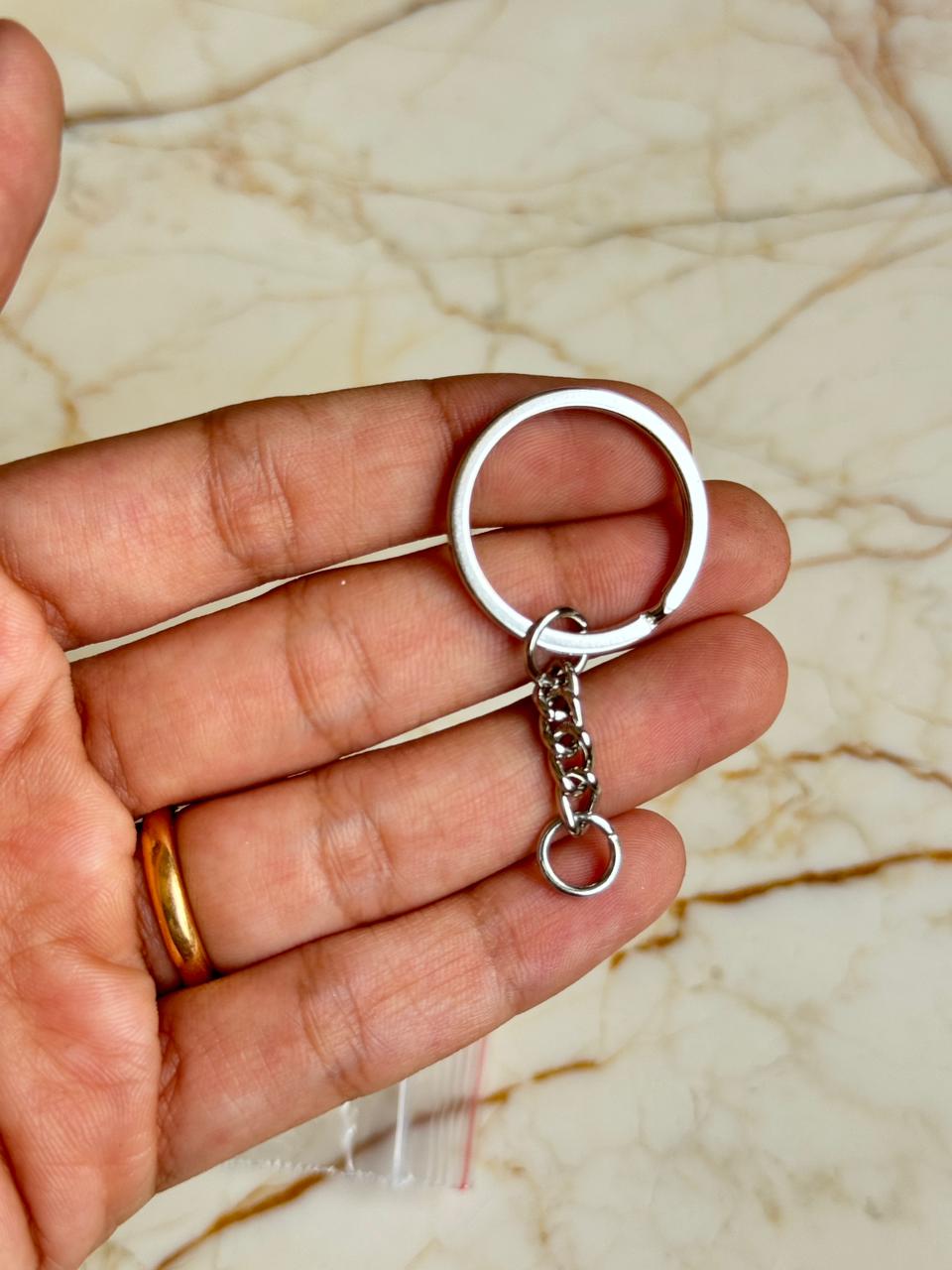 Silver Keychain ring Set with connector
