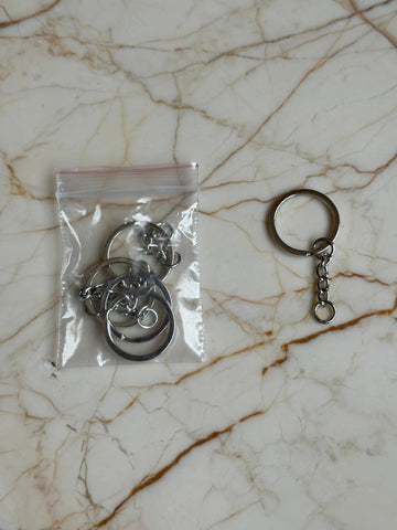 Silver Keychain ring Set with connector