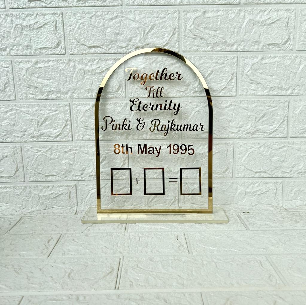 Dome Couple Finger Print Acrylic Frame with Stand