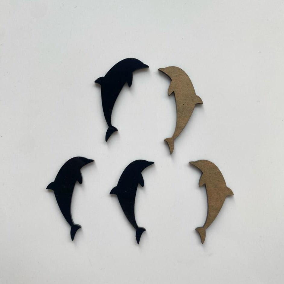 Black Acrylic Dolphin (Pack of 5)