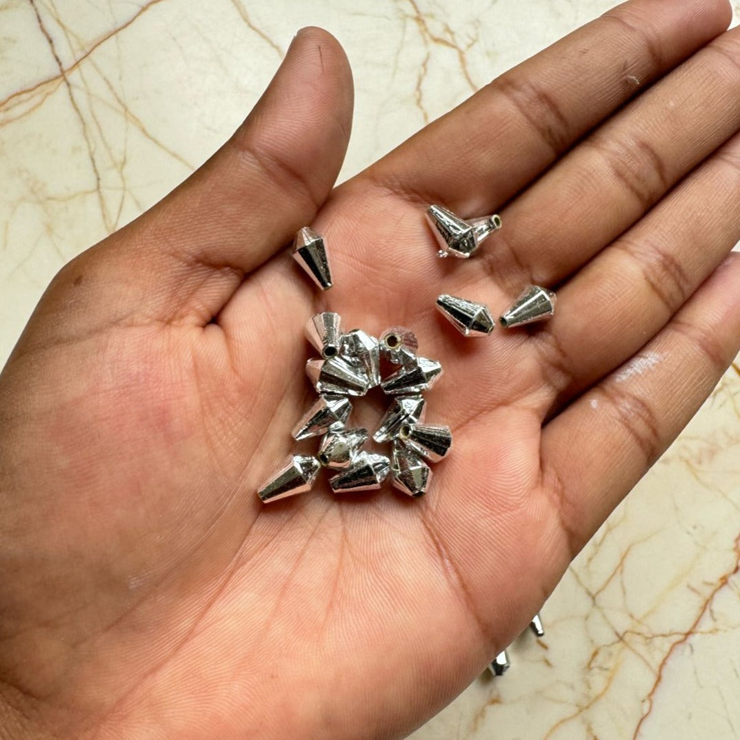 Silver long beads for Bracelet / Rakhi Making