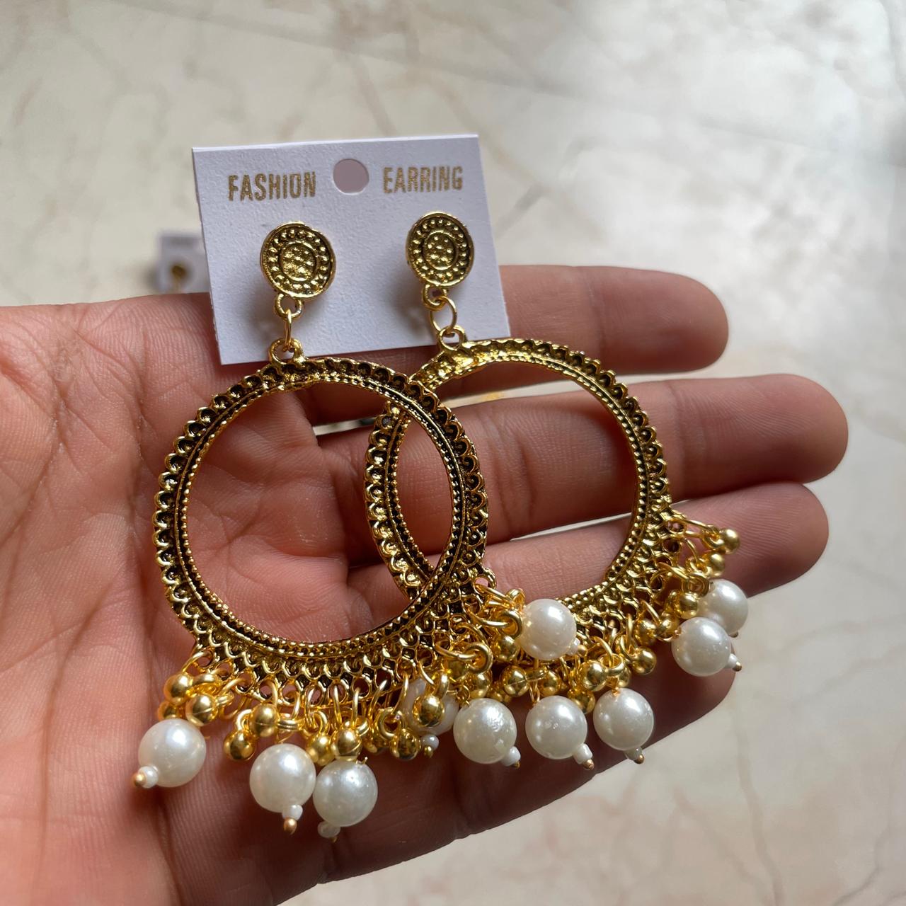 Big Hoop Earring / Jhumka Bezel