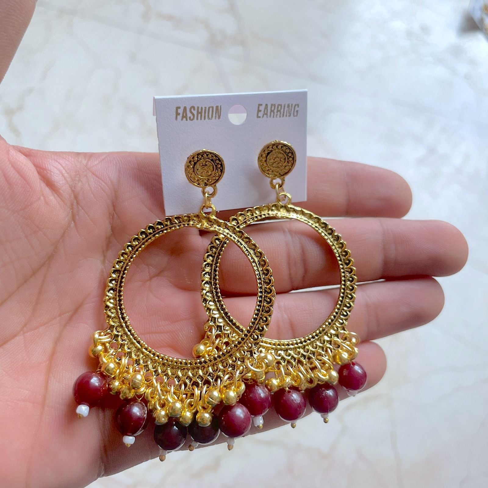 Big Hoop Earring / Jhumka Bezel