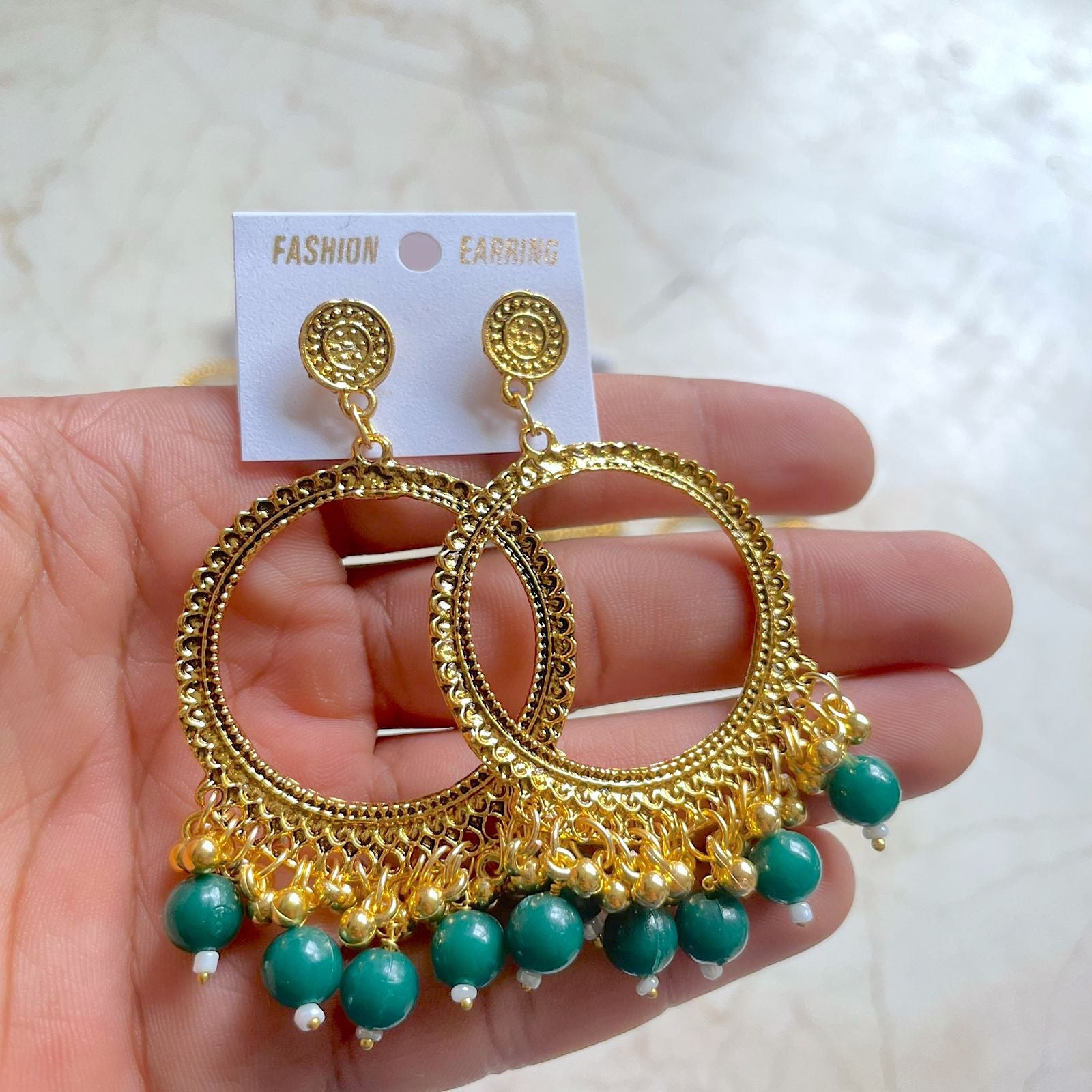 Big Hoop Earring / Jhumka Bezel