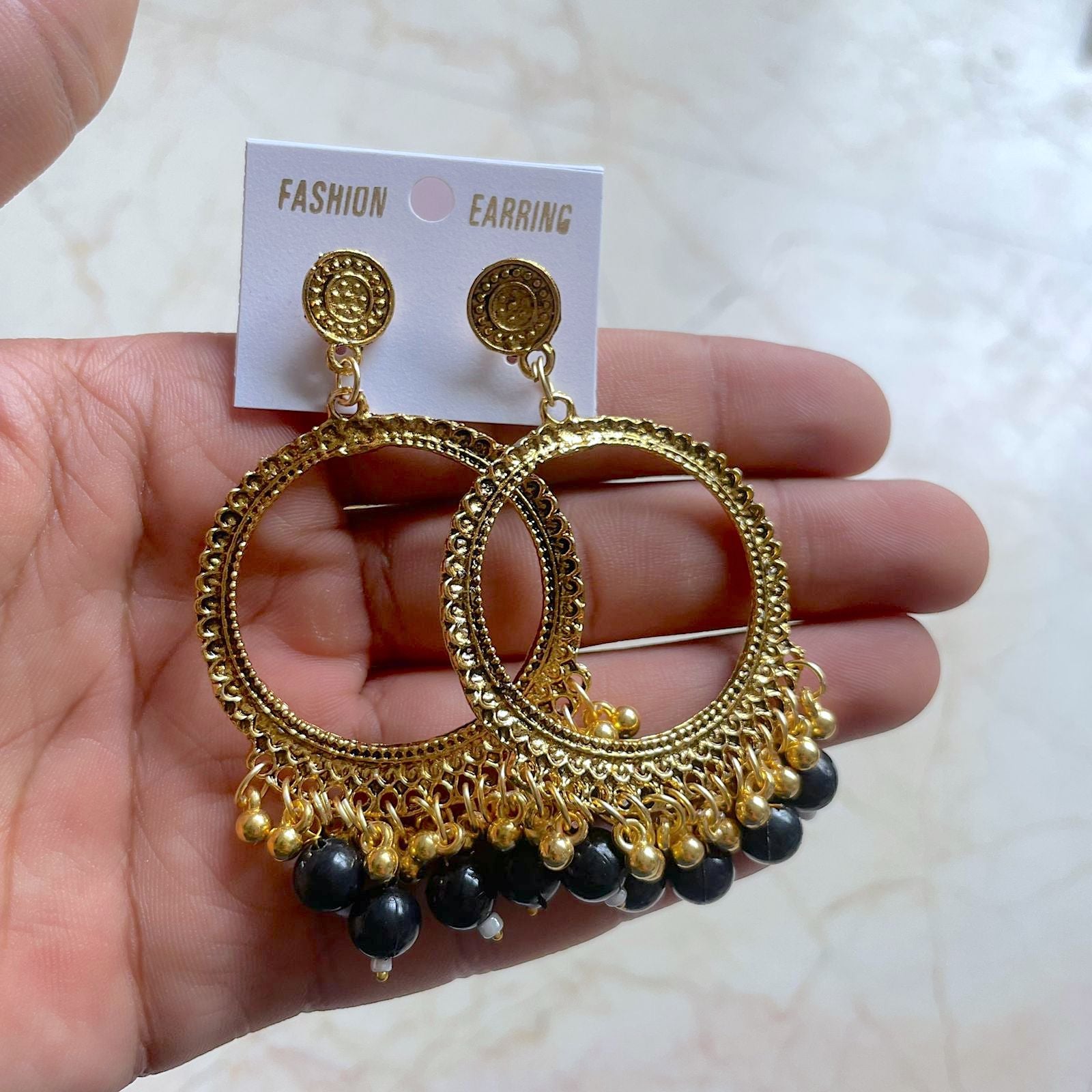 Big Hoop Earring / Jhumka Bezel