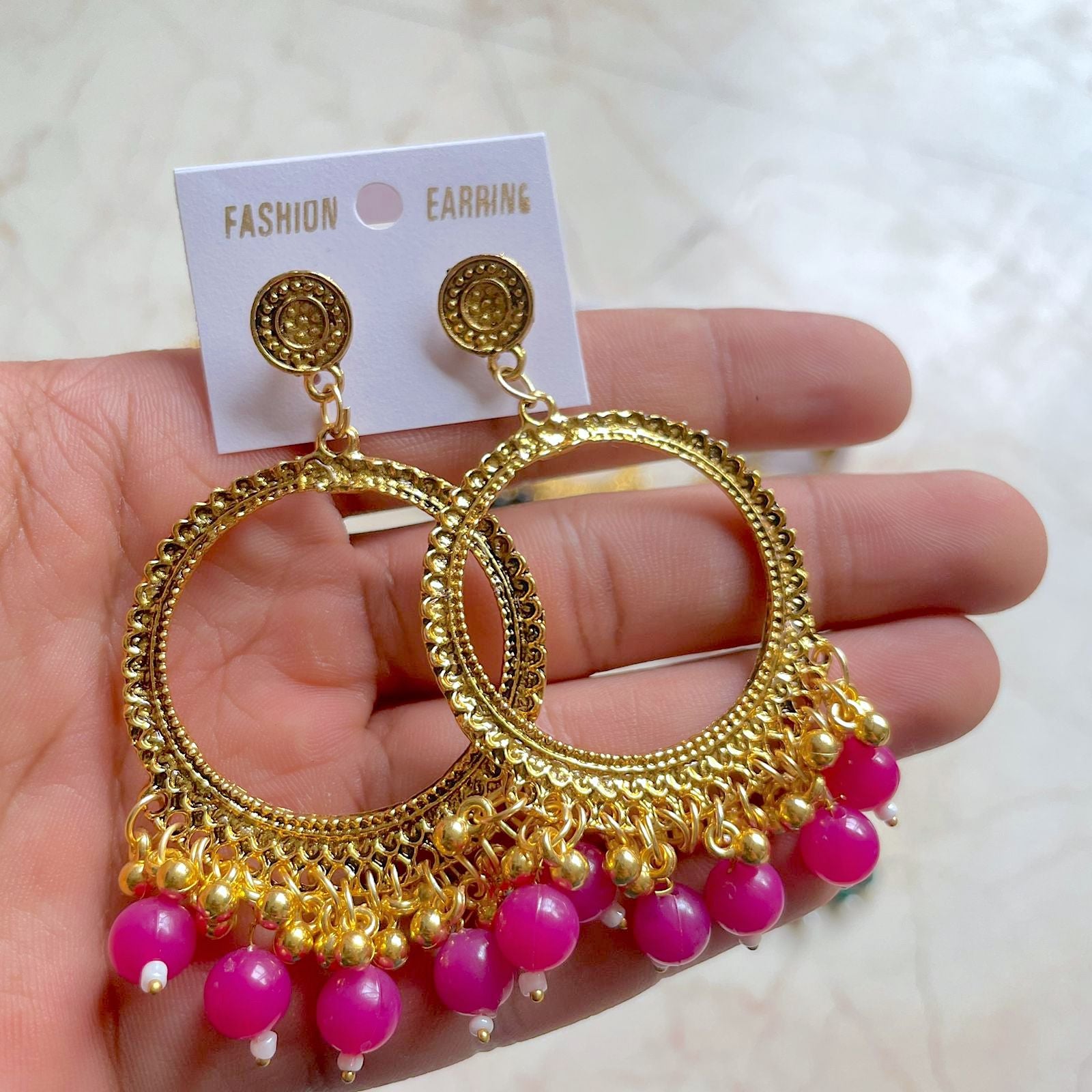 Big Hoop Earring / Jhumka Bezel