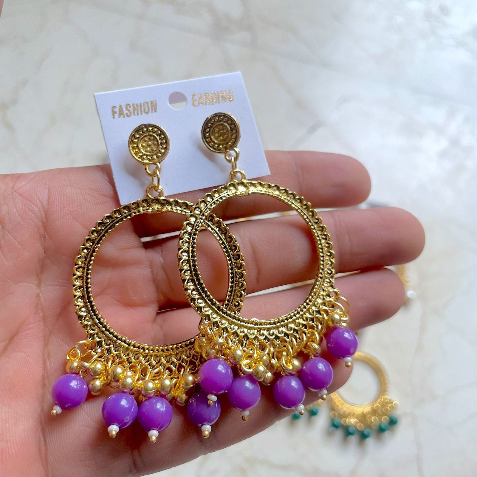 Big Hoop Earring / Jhumka Bezel