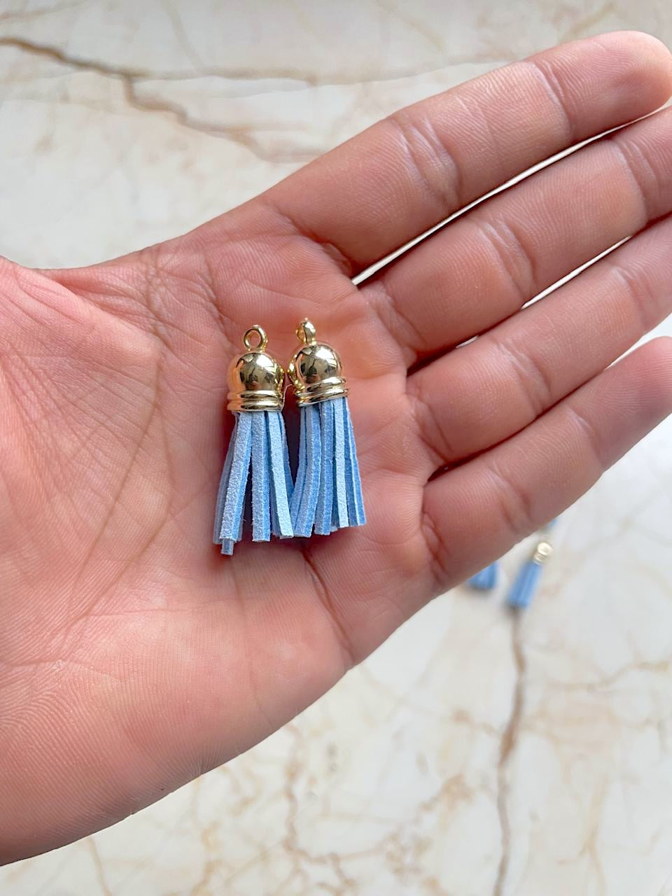 Pastel Blue Leather Tassel (pack of 10)