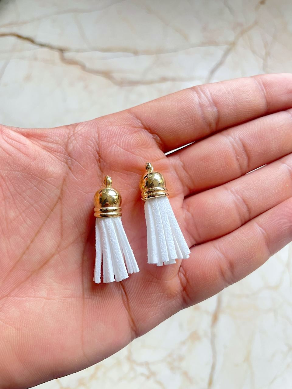 White Leather Tassel (pack of 10)