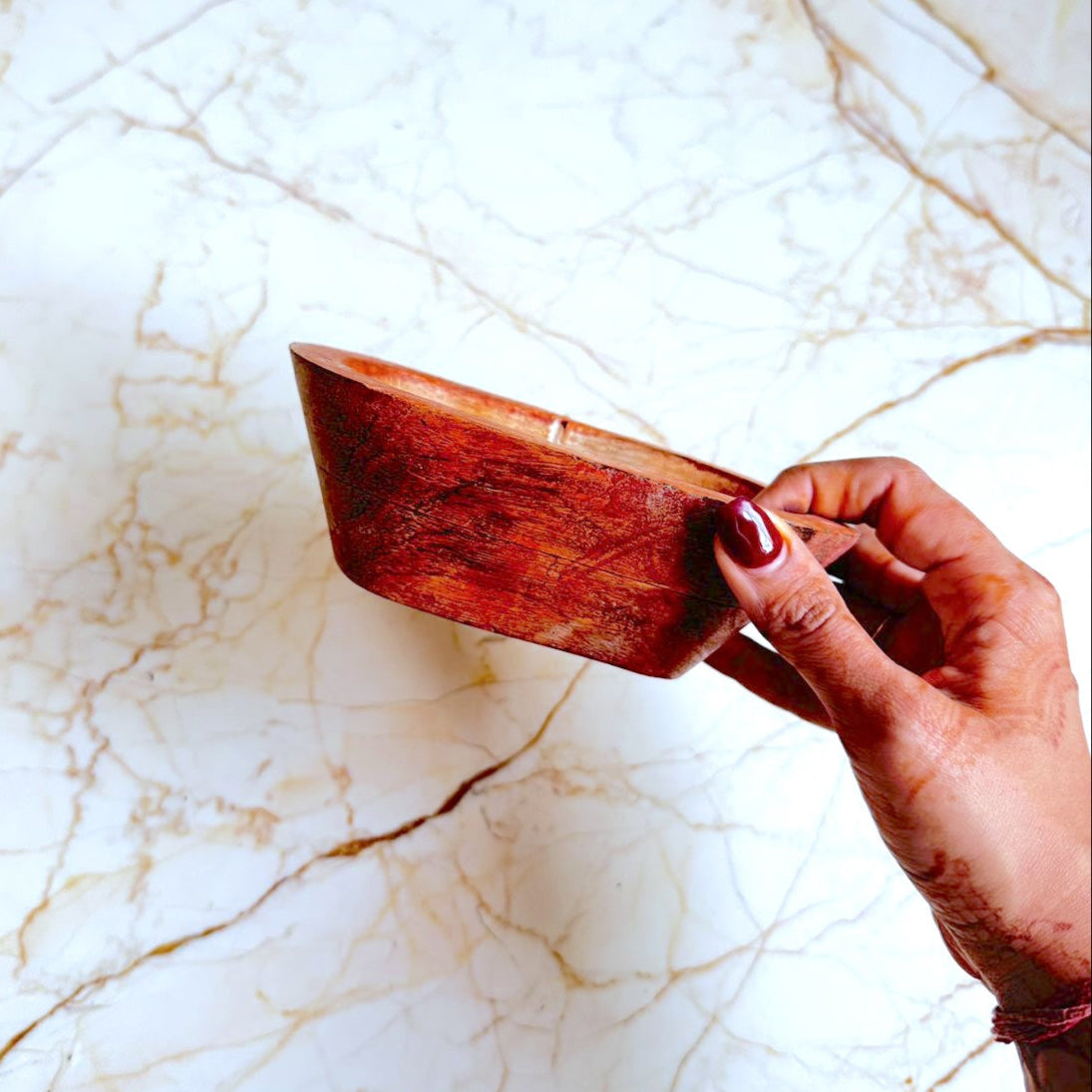 Wooden Bowl for Candles - Boat Shape