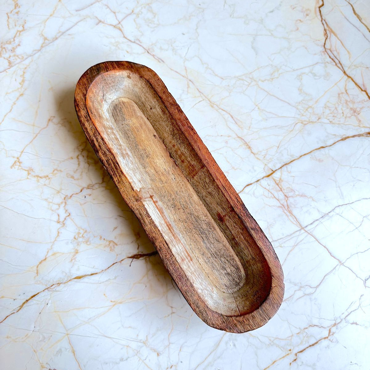 Wooden Bowl for Candles - Boat Shape