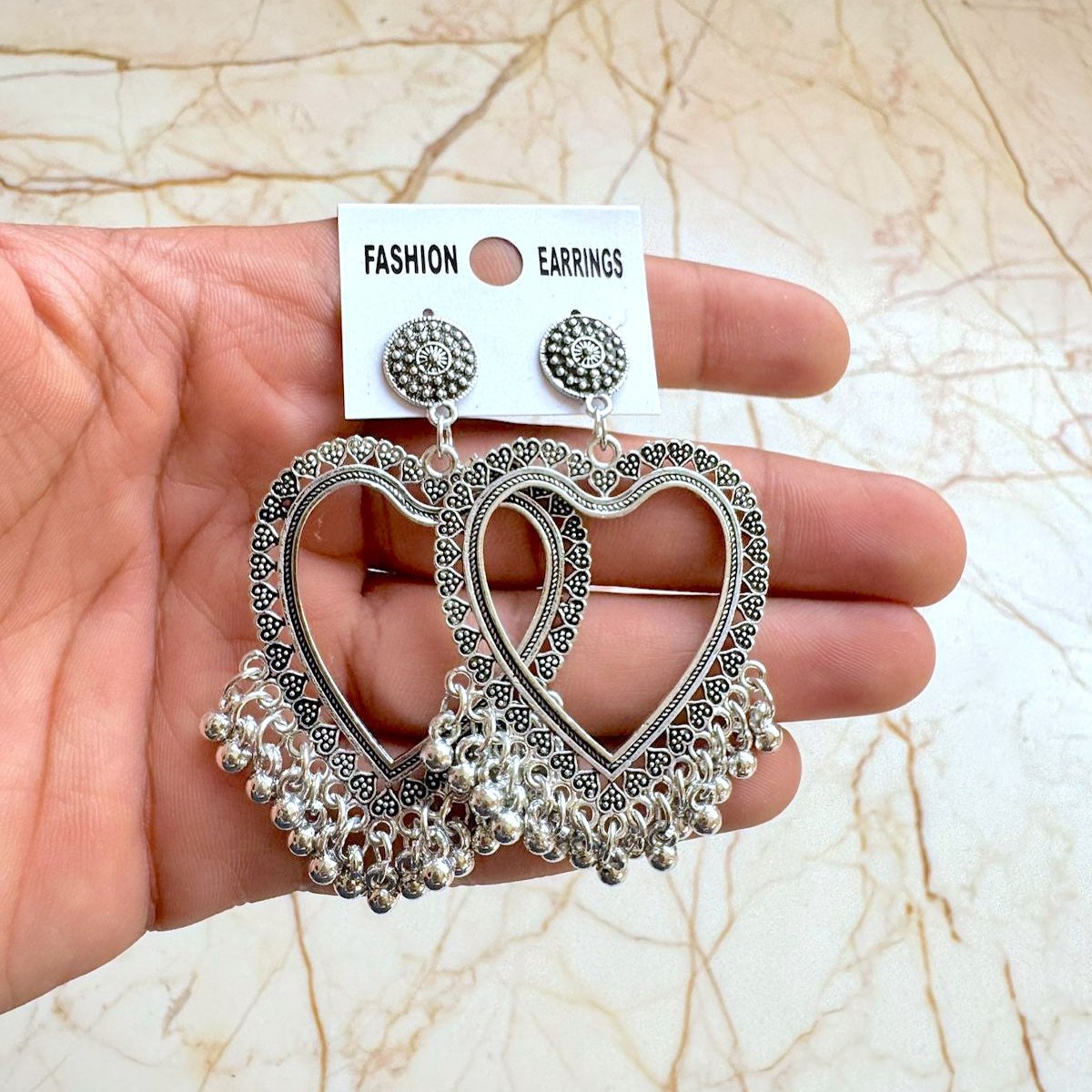 Silver Earring Bezel - Heart (A)