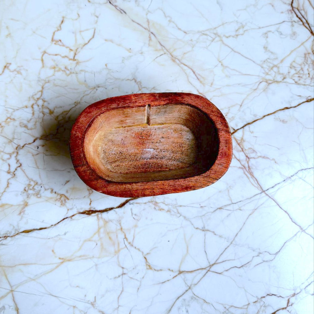 Wooden Bowl for Candles - Boat Shape