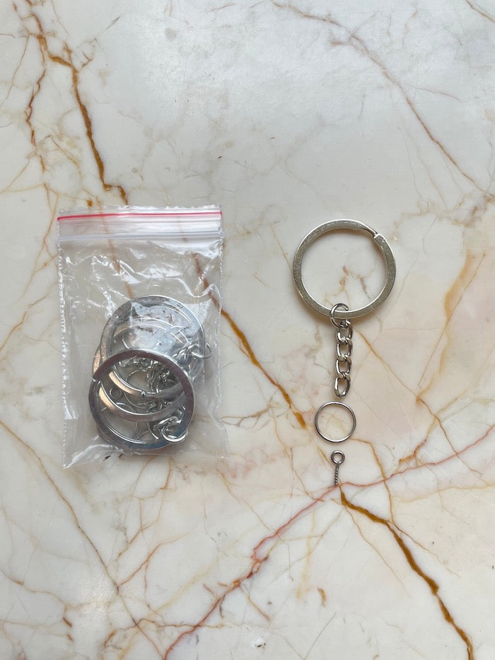 Silver Keychain ring Set with connector and eyescrew - Harsh Resin Store