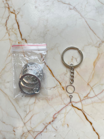 Silver Keychain ring Set with connector