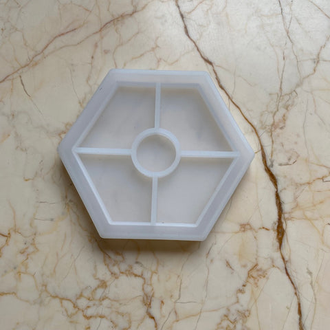 hexagon/ Trinket coaster mould with border