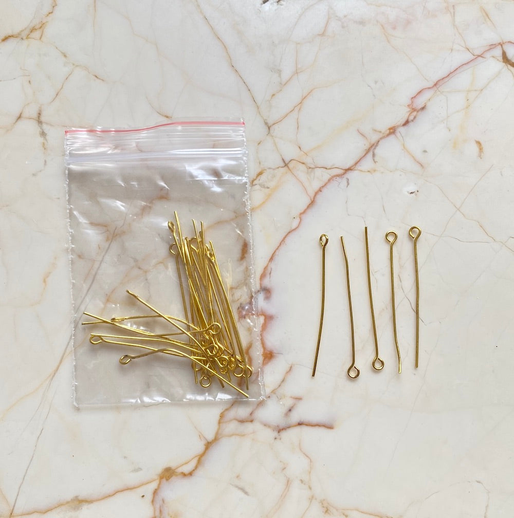 35mm long Earing Connector/ Eye pin Gold