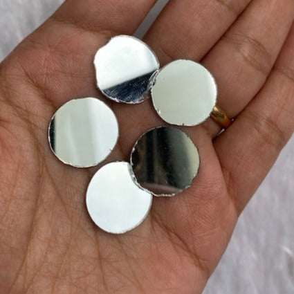Round Glass Mirror Pieces for Craft Making - Big Size