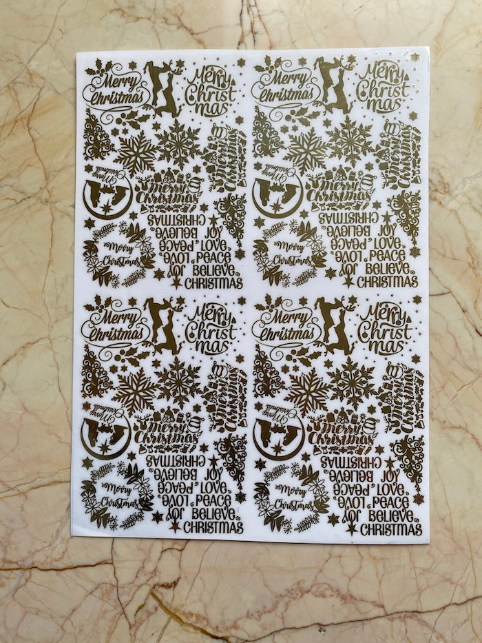 Merry Christmas Metallic Sticker Sheet - A