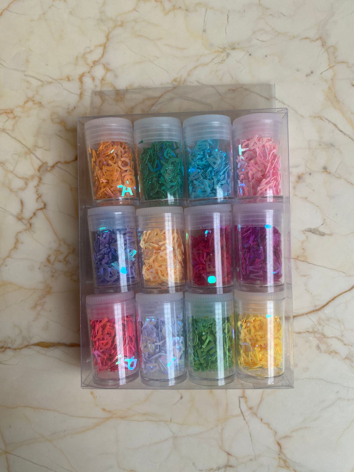 Set of 12 mini glitter - Alphabets