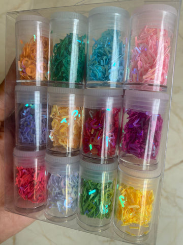 Set of 12 mini glitter - Alphabets