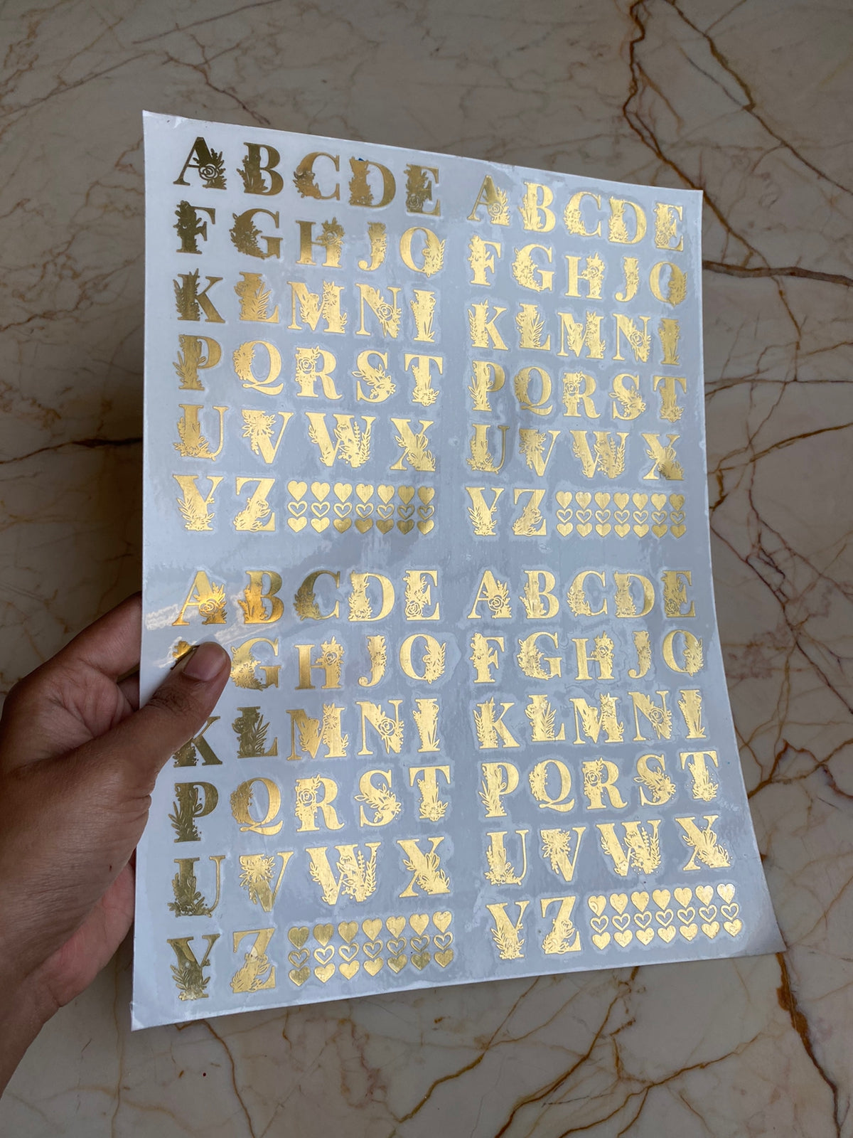 A4 Alphabet Metallic Sticker Sheet