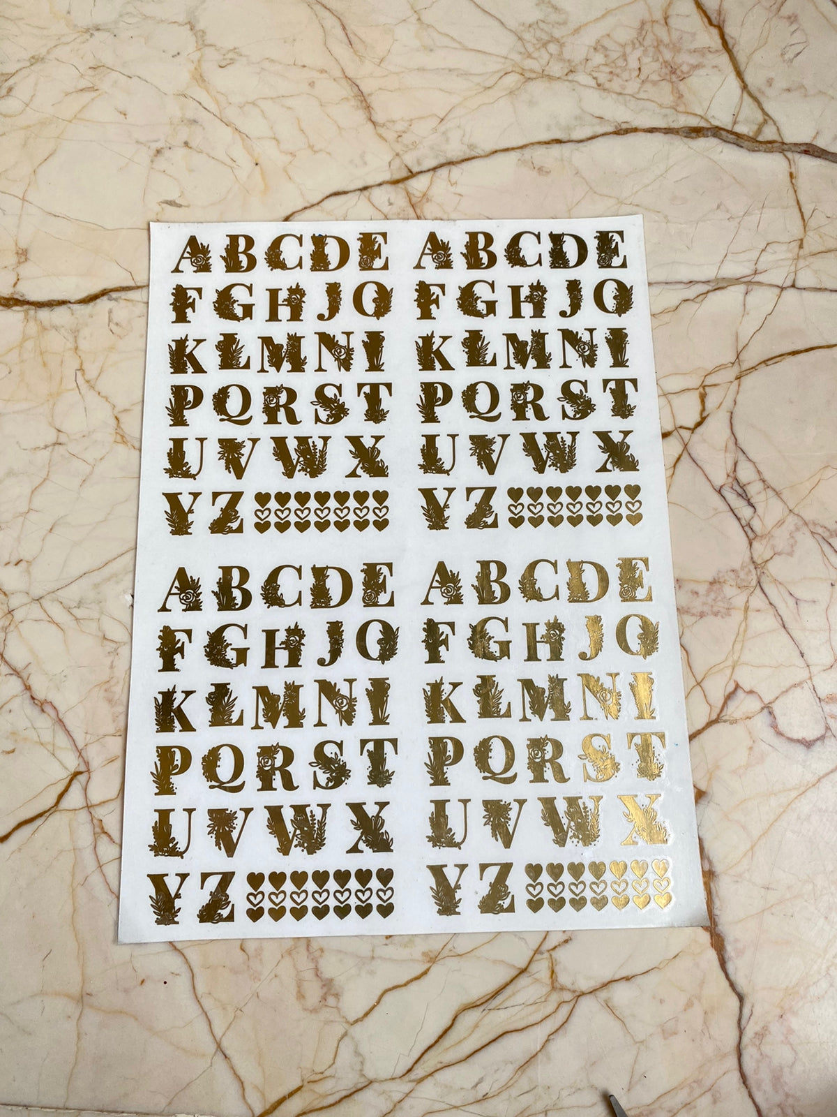 A4 Alphabet Metallic Sticker Sheet