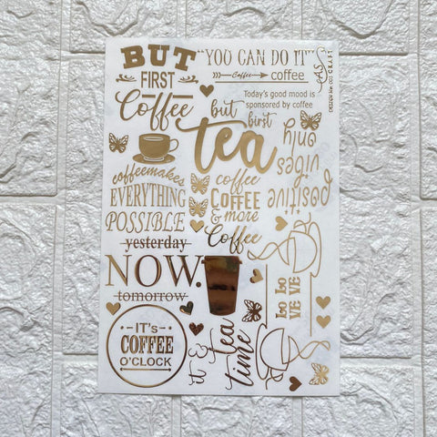 Tea / Coffee Embossed Sticker Sheet