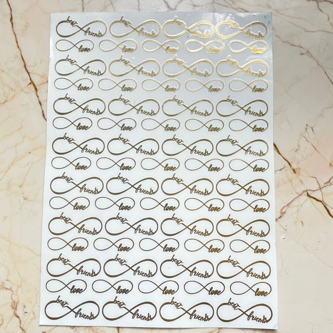 A4 Infinity Love metallic sticker sheet