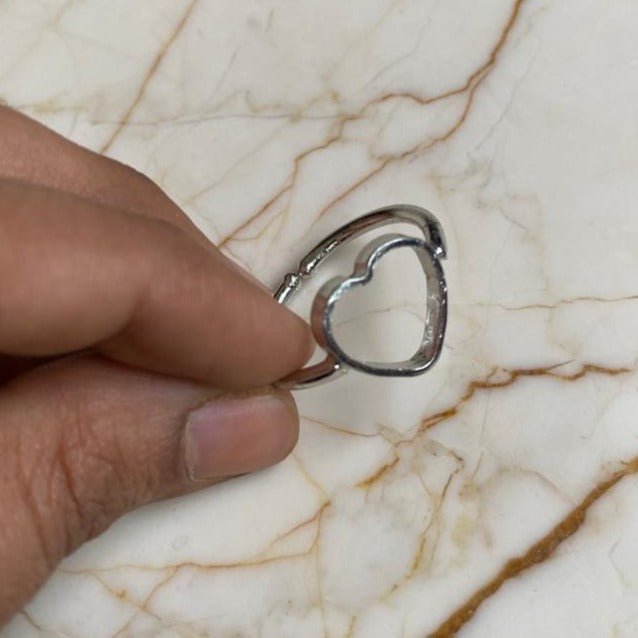 Heart bezel Adjustable Ring - Silver