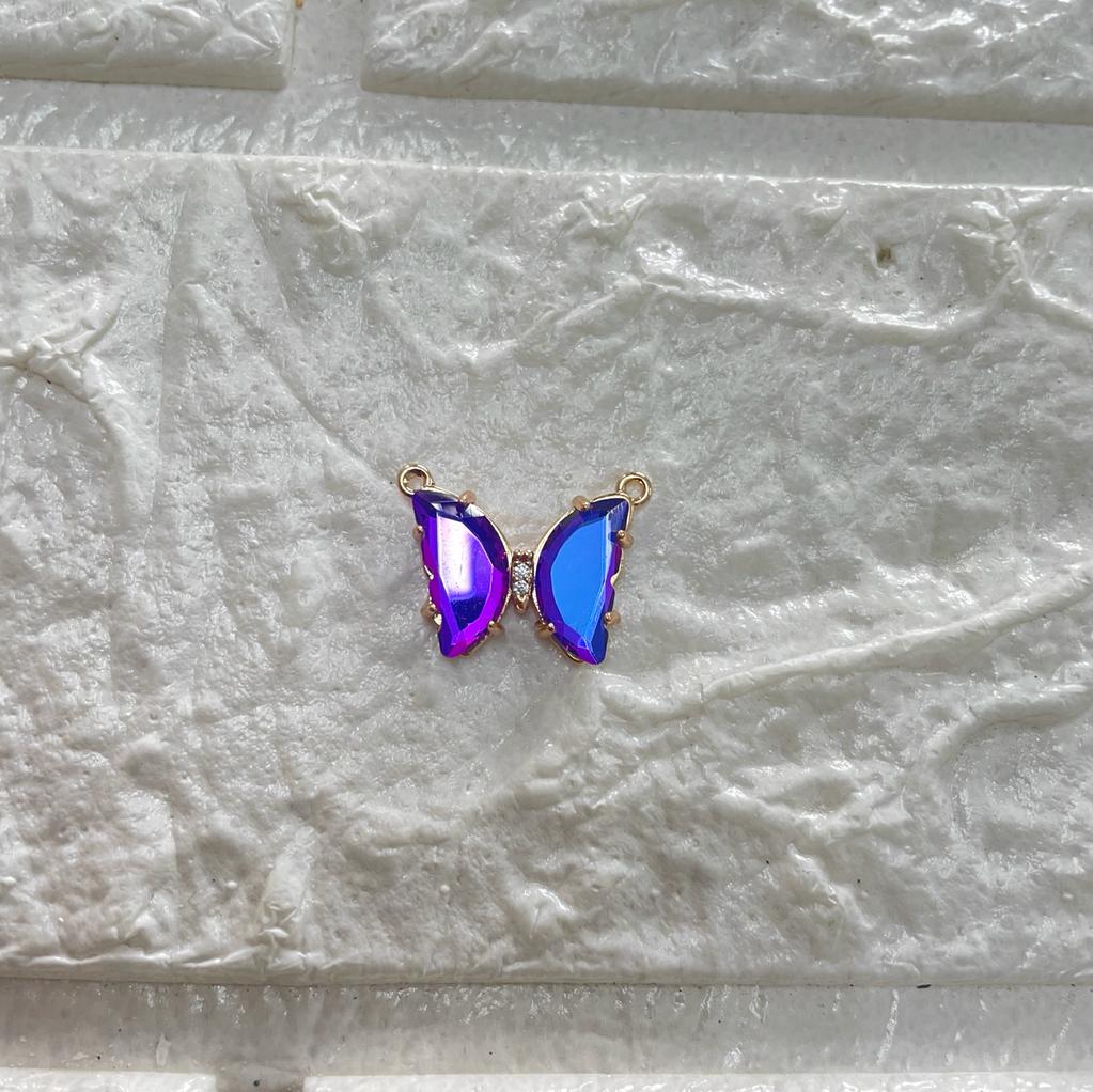 Holo Diamond cut butterfly charm - violet
