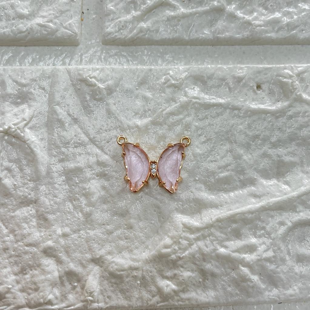 Diamond cut butterfly charm - Baby Pink