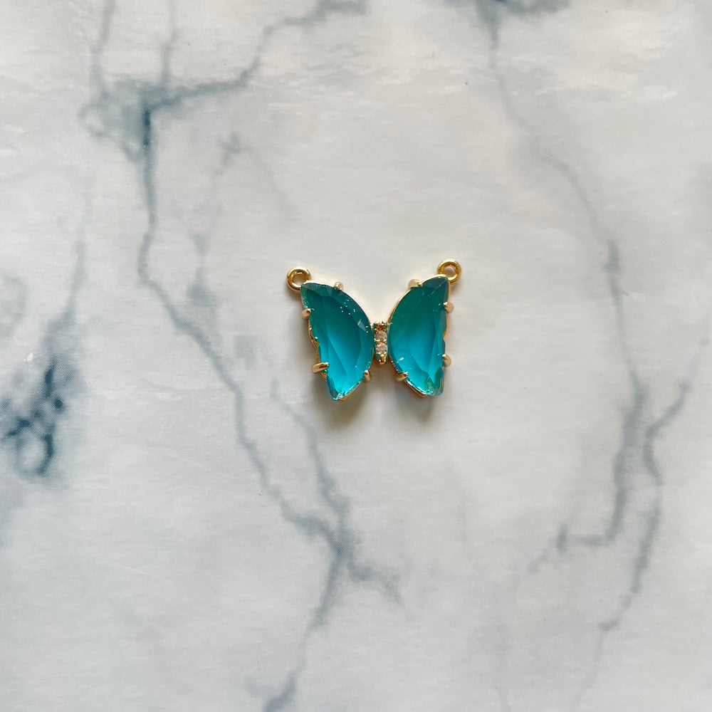 Diamond cut butterfly charm - sea blue